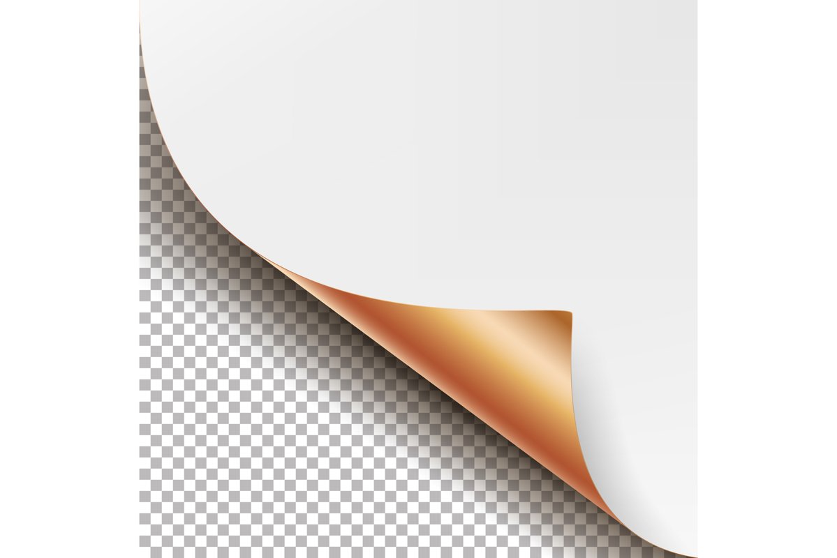 Curled Metallic Corner Vector. Realistic Paper With Soft example image 1