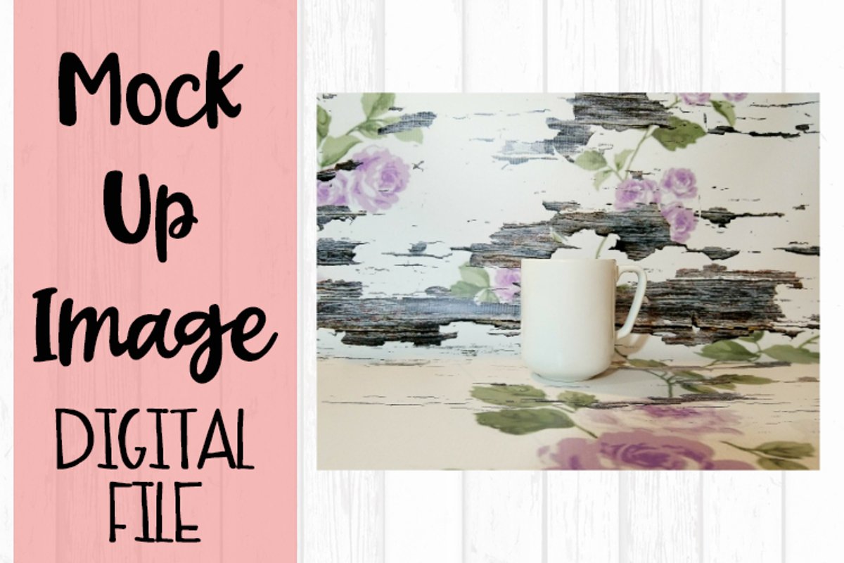 Mug on Purple Floral Background Mock Up example image 1