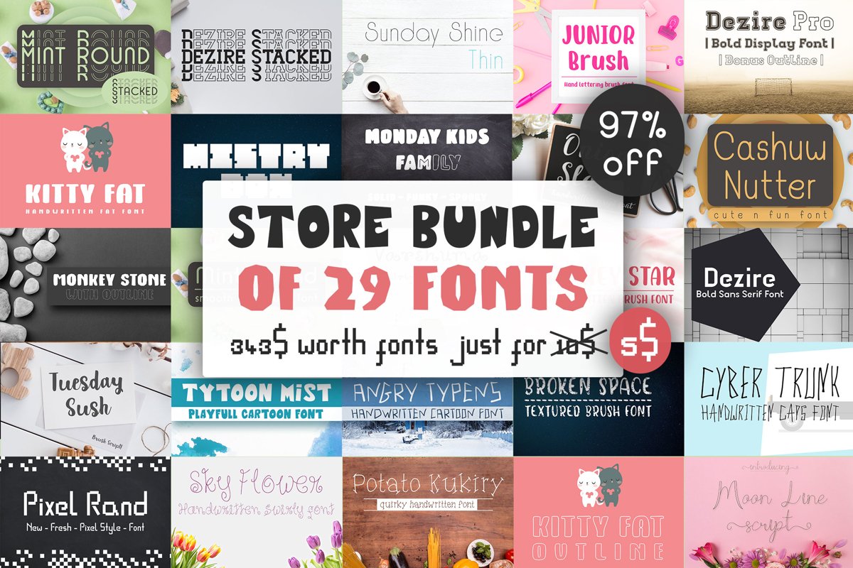 Store Bundle of 29 Fonts - Dasagani Shop Fonts Bundle example image 1
