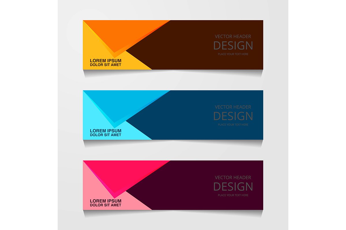 Abstract design banner, web template with three different co example image 1