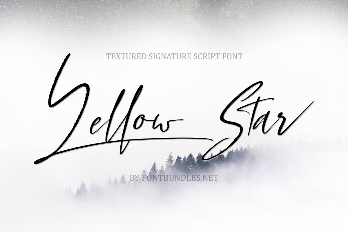Yellow Star. Textured Signature Script Font example image 1