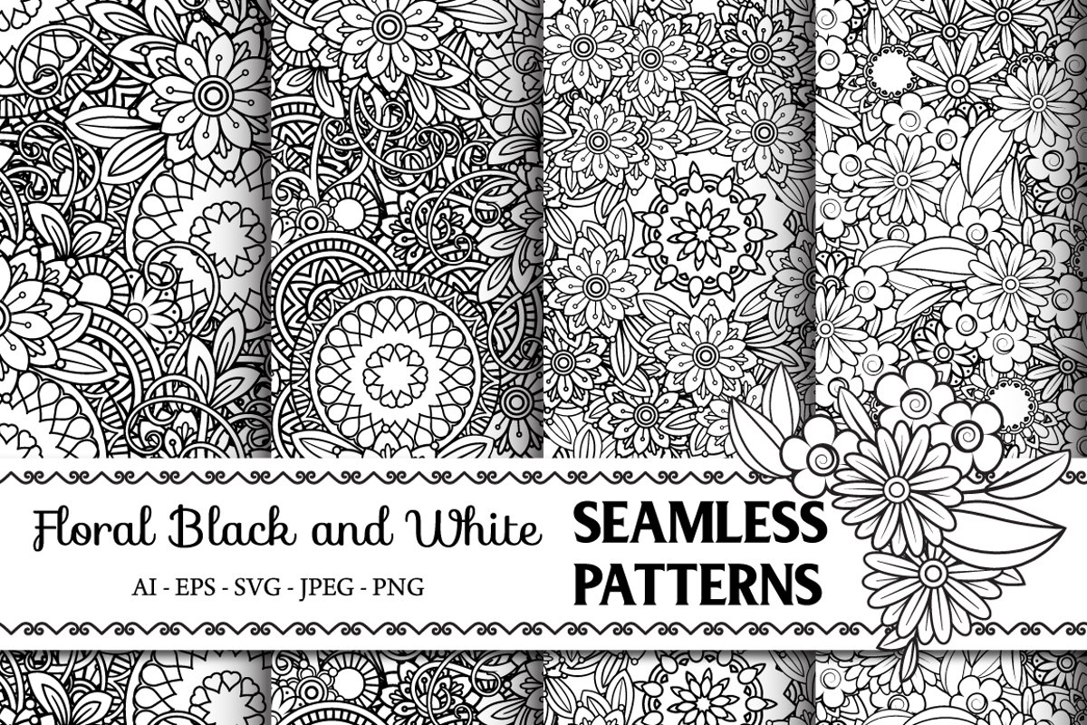 Floral Seamless Patterns example image 1