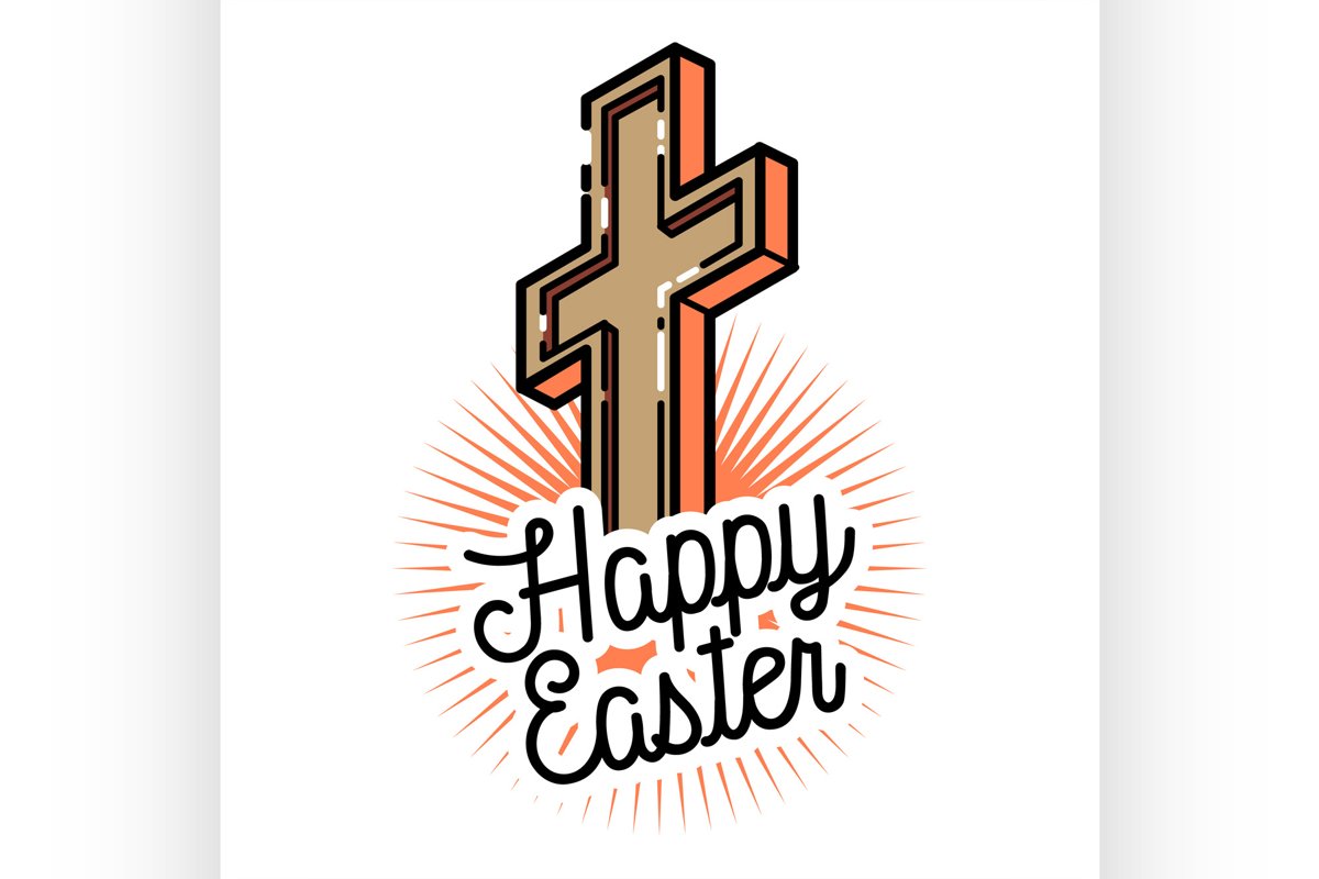 Color vintage easter emblem example image 1