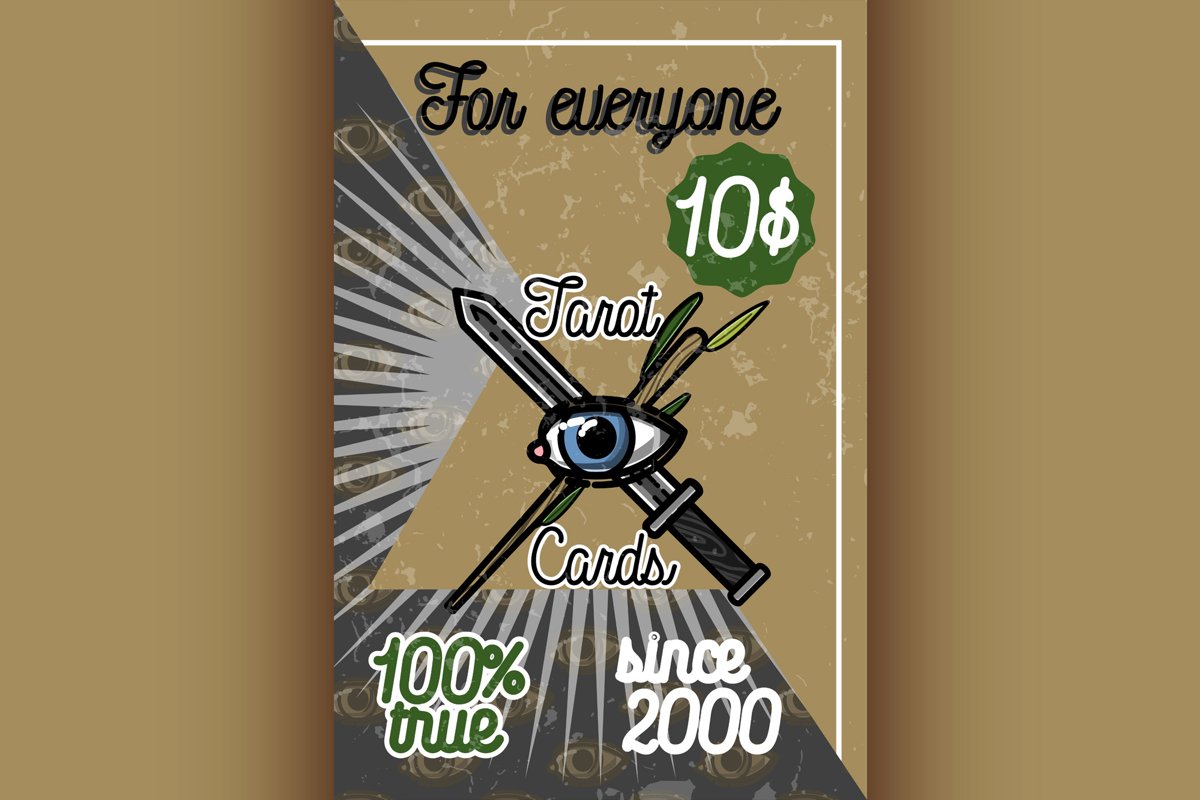 Color vintage tarot cards banner example image 1
