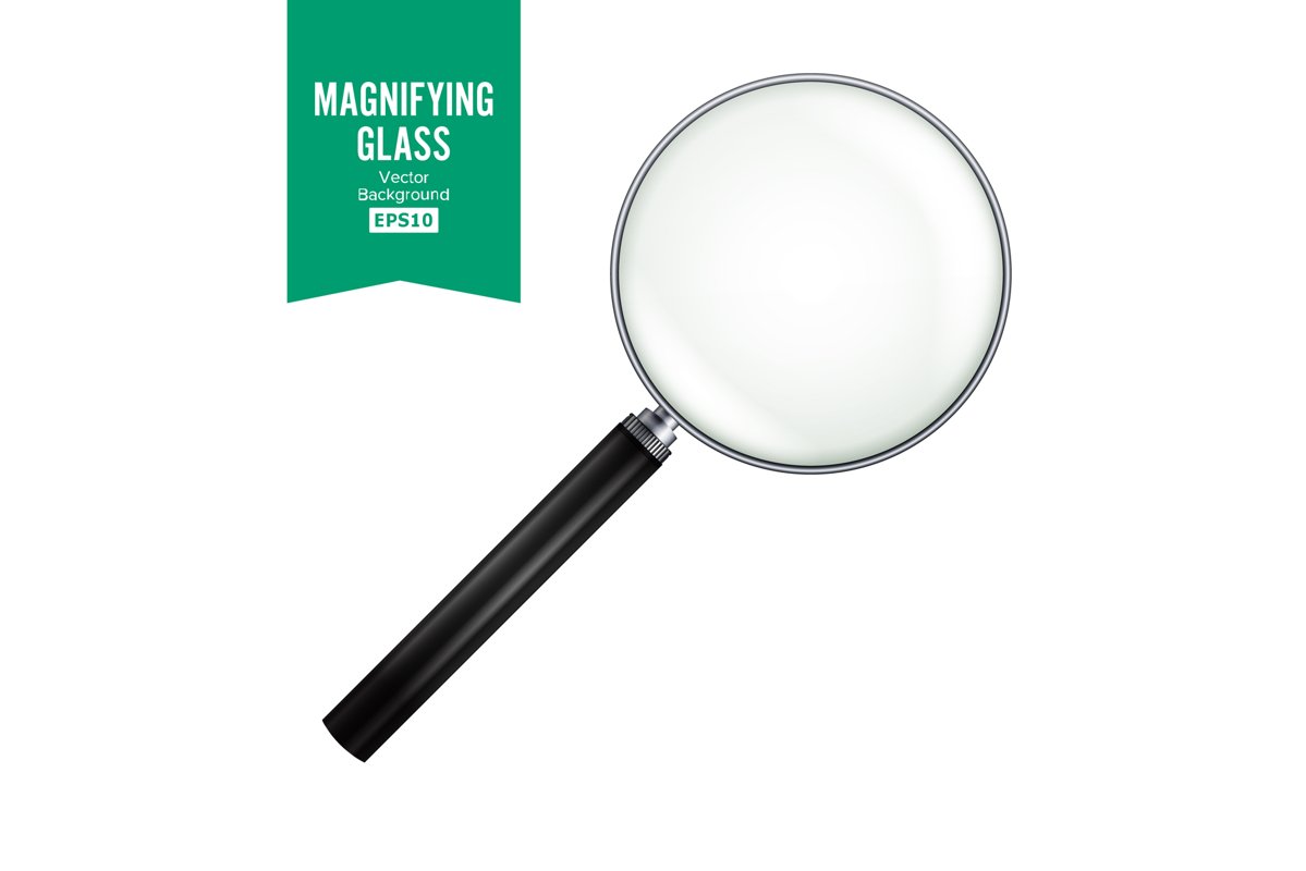 Realistic Magnifying Glass Vector. Isolated On White example image 1