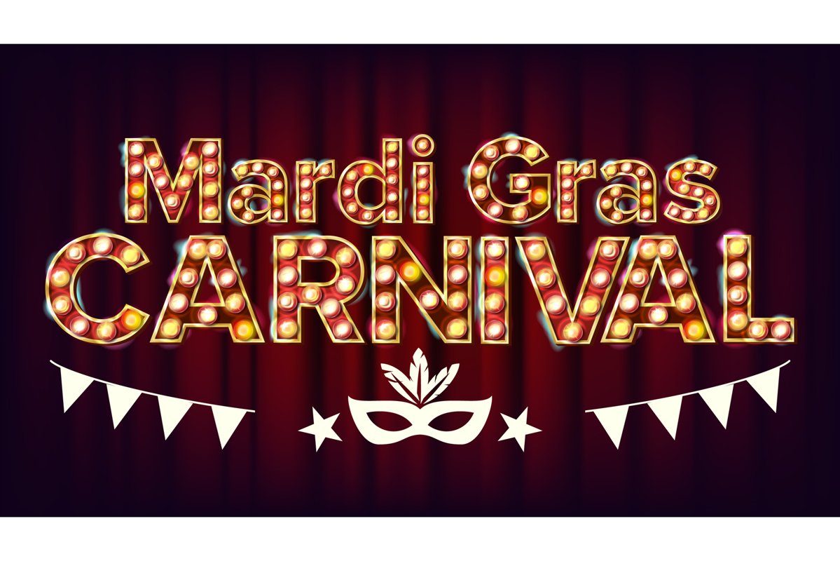 Mardi Gras Carnival Banner Vector. Carnival Vintage Golden example image 1