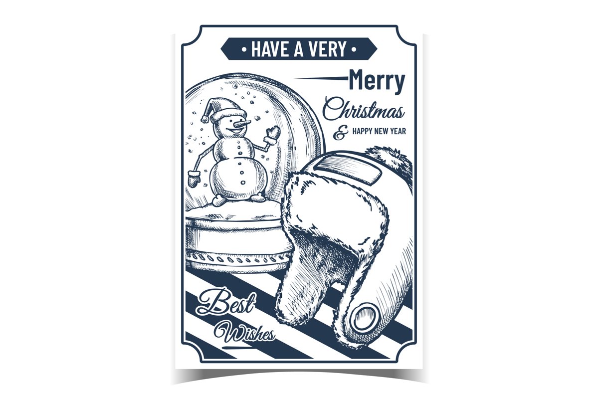 Merry Christmas Gifts Advertising Poster Vector example image 1