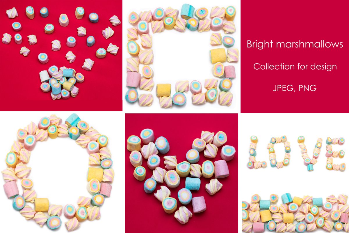 Bright marshmallows - Collection for design. example image 1