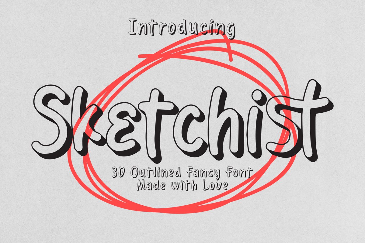 Sketchist - 3D Outlined Fancy Font example image 1