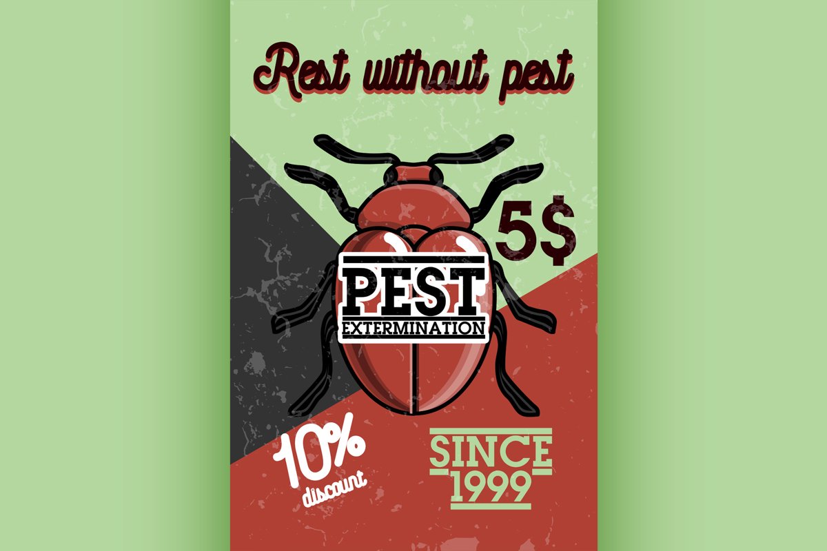 Color vintage pest extermination banner example image 1