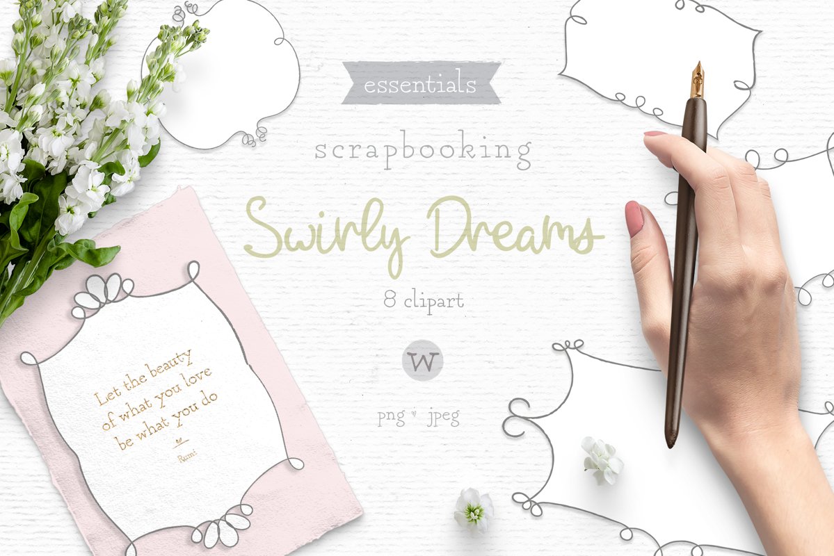 Doodle frame clipart, vintage frame clipart, whimsical example image 1
