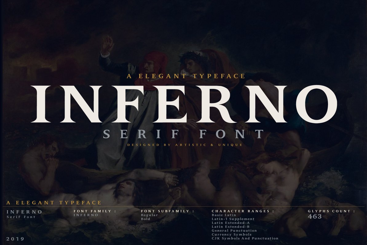 INFERNO Serif font example image 1