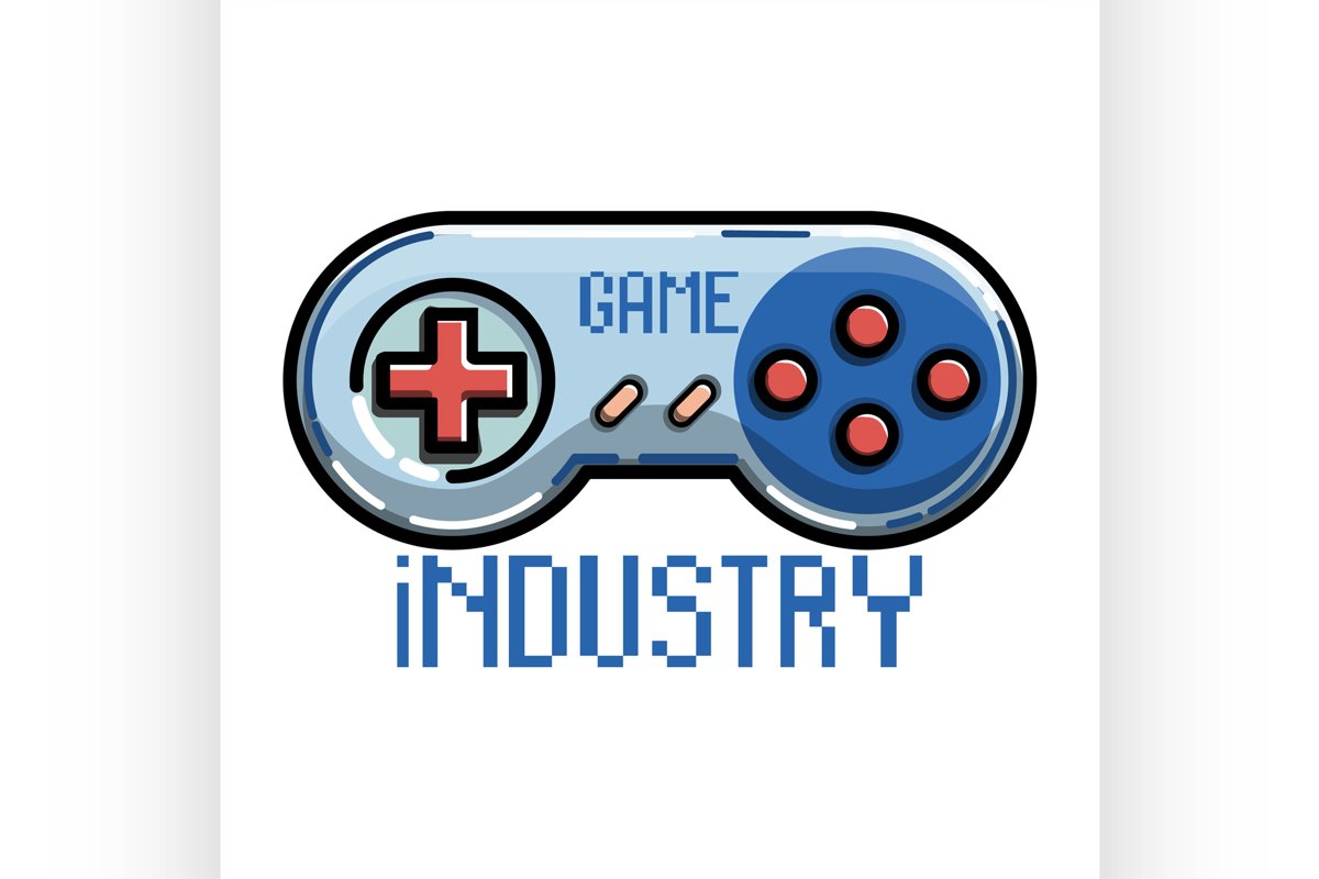 Color vintage game industry emblem example image 1