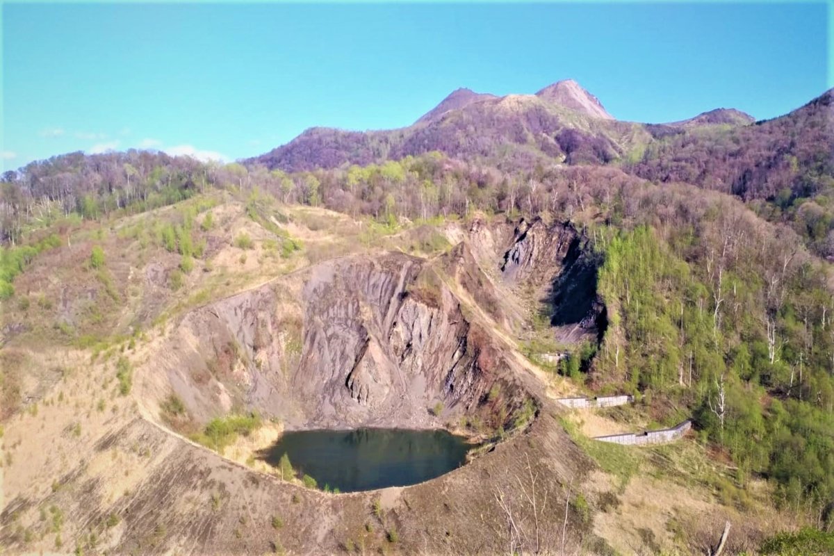 Ancient Volcano crater by Mount Usu in Japan example image 1