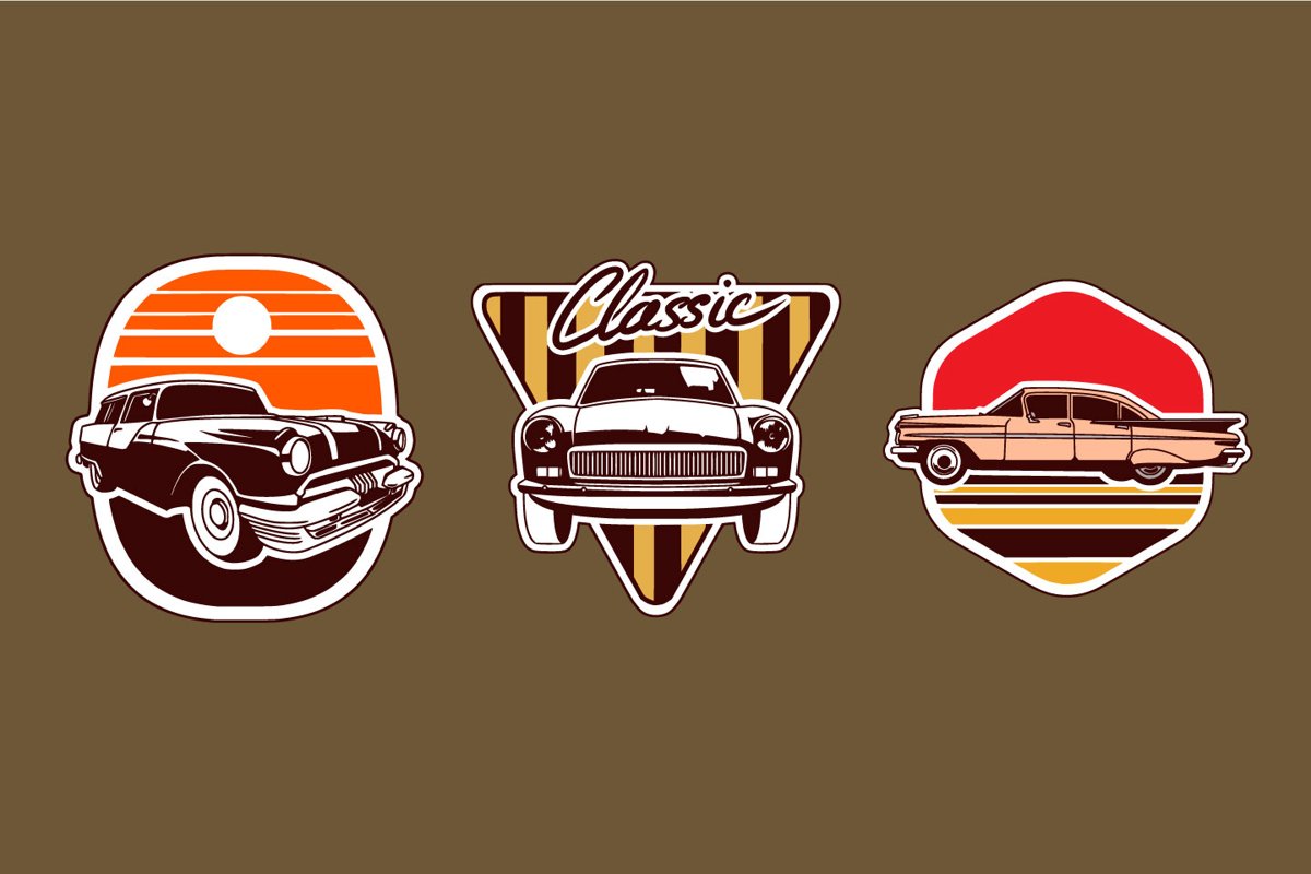 Vintage Car Badge illustrations example image 1