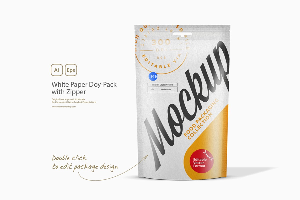 White Glossy Doy-Pack with Zipper example image 1