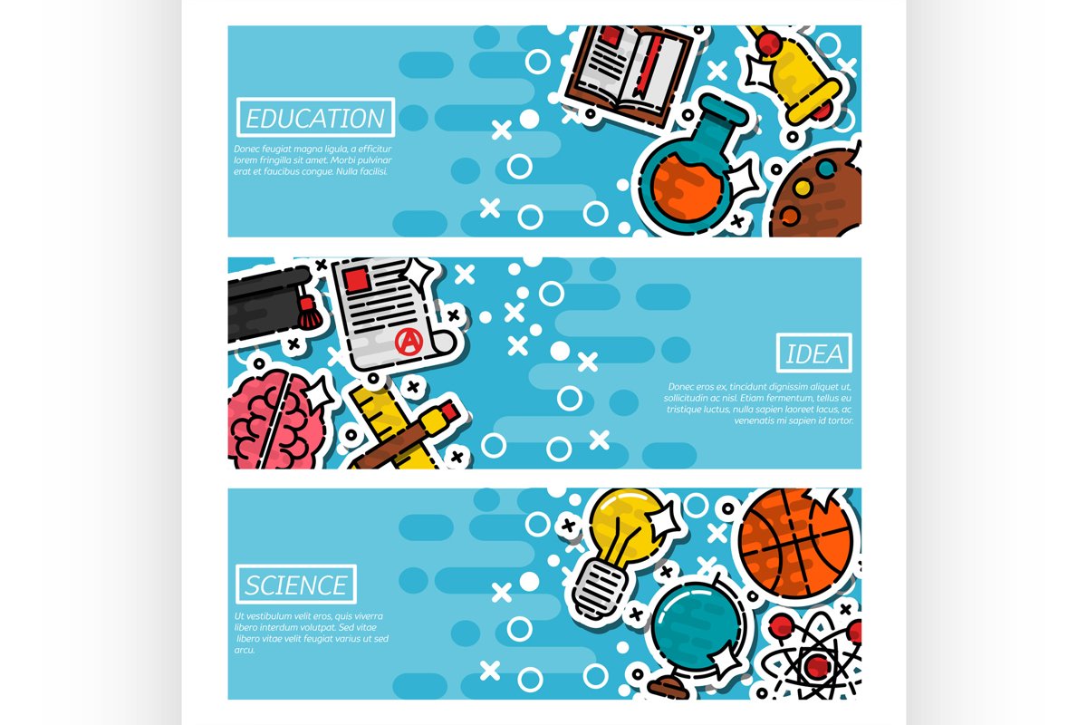 Set of Horizontal Banners about education example image 1