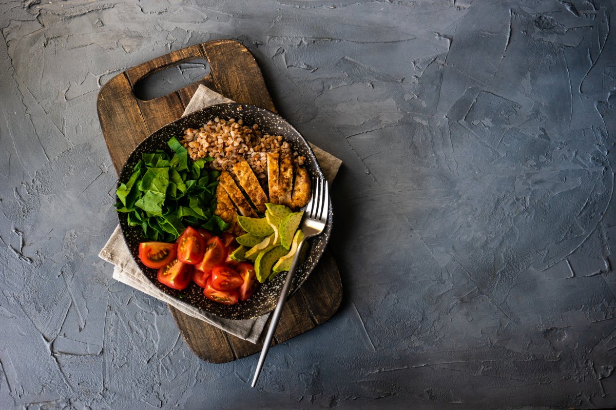Healthy breakfast concept with bowl full of buckwheat example image 1