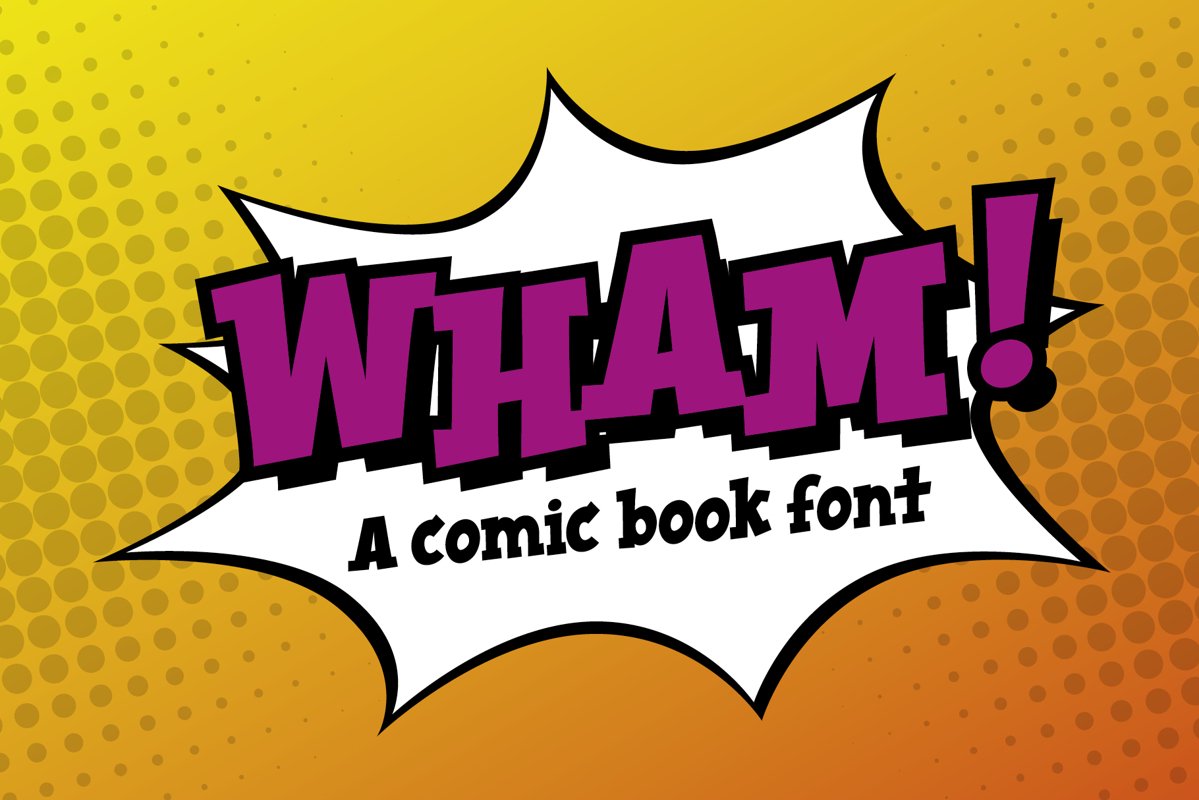 Wham! comic book cartoon font example image 1