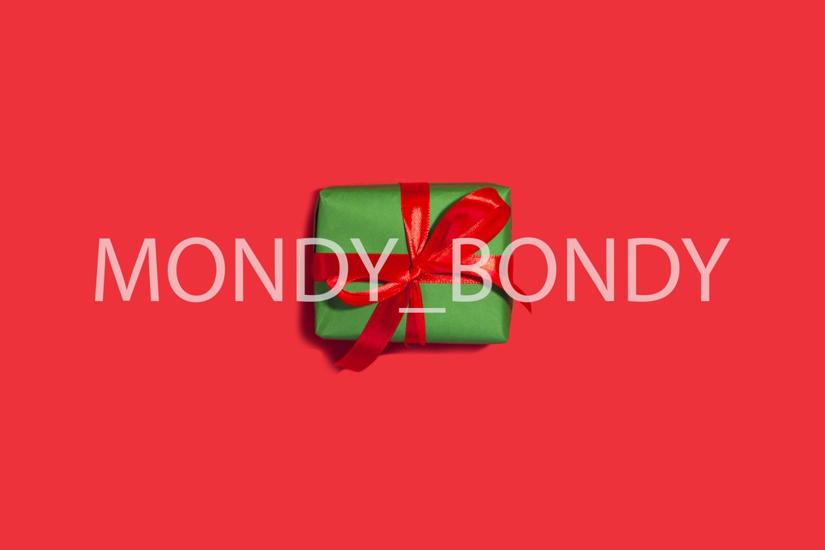 Flat lay. Green New Year gift with ribbon example image 1