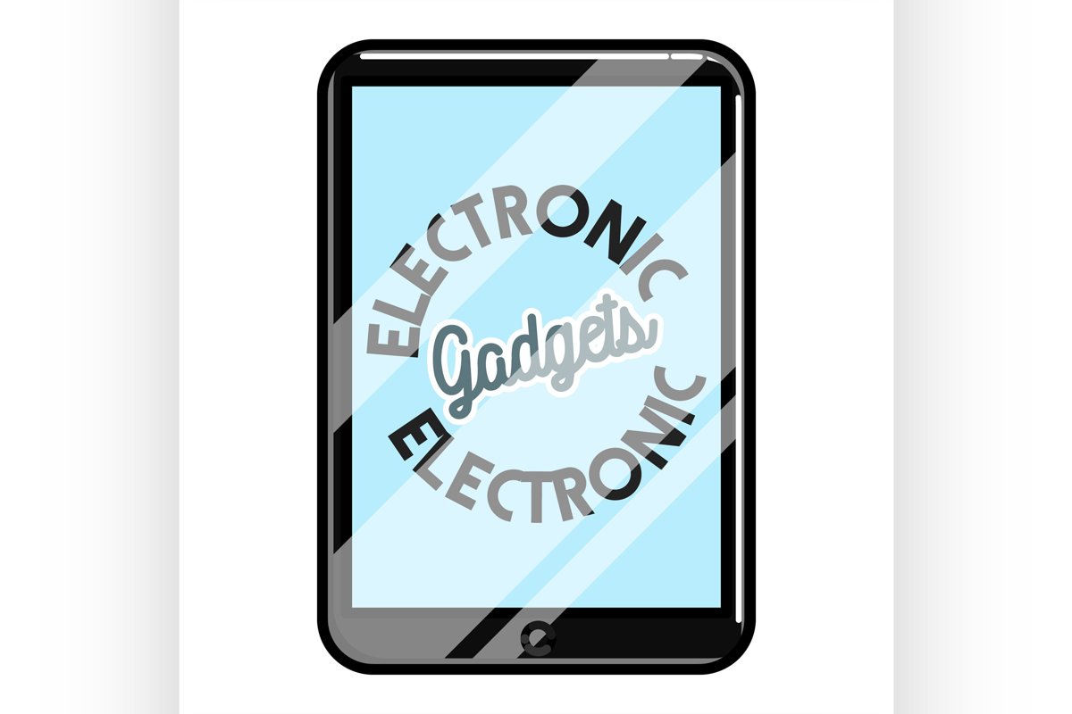 Color vintage electronic gadgets emblem example image 1