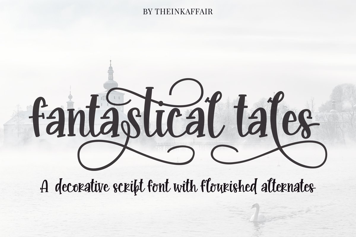 Fantastical tales, decorative script font example image 1