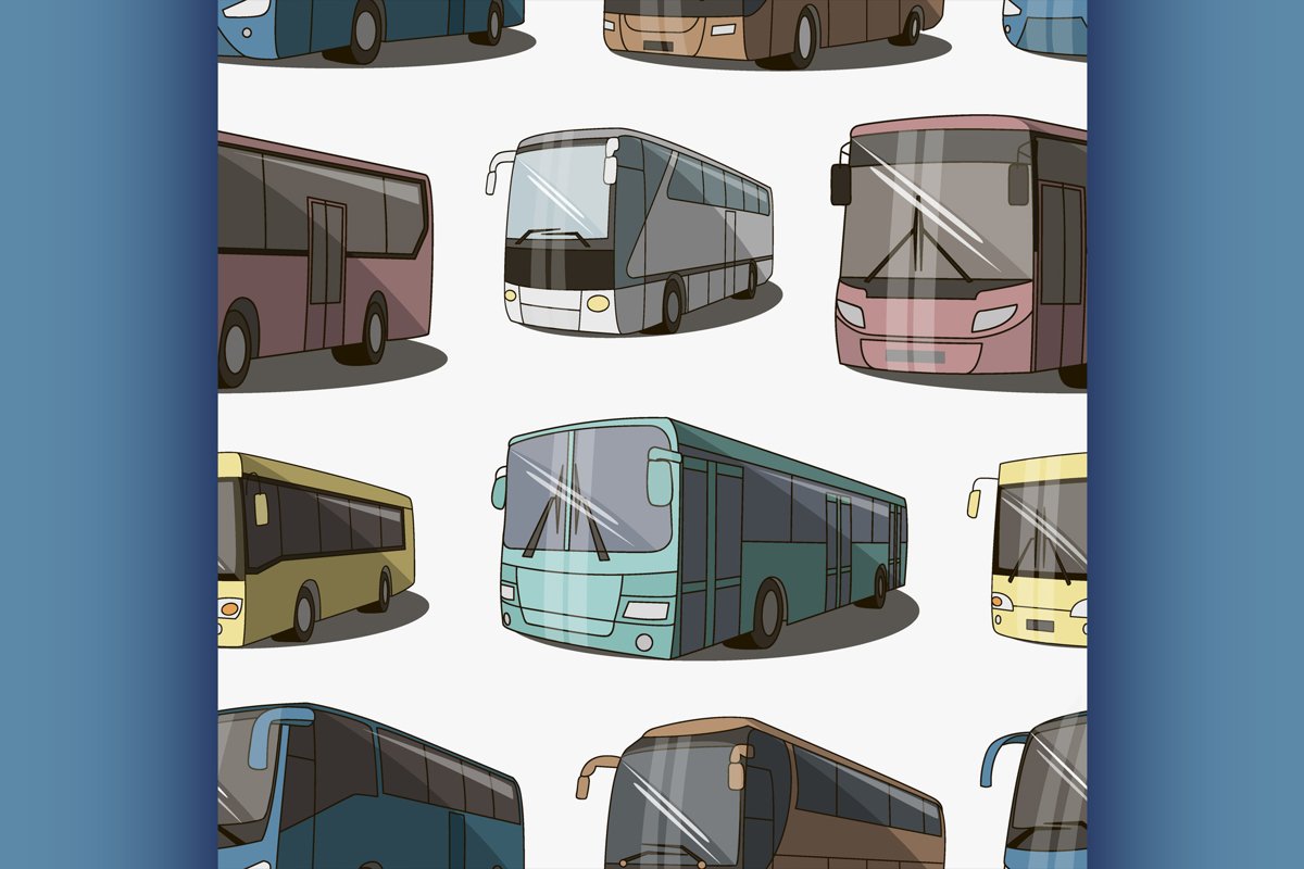 Bus icons set pattern example image 1