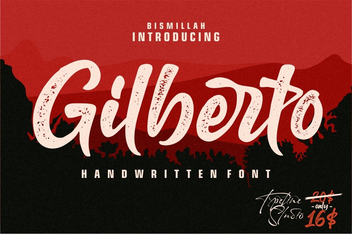 Gilberto letterpress script font example image 1