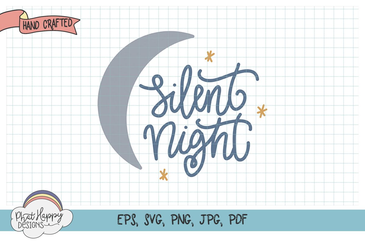 Silent Night- Hand Lettered Christmas SVG example image 1