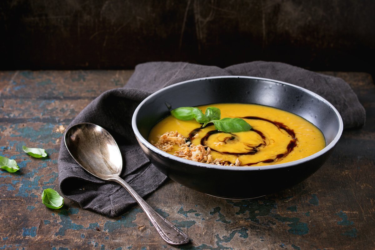 Pumpkin and sweet potato soup example image 1