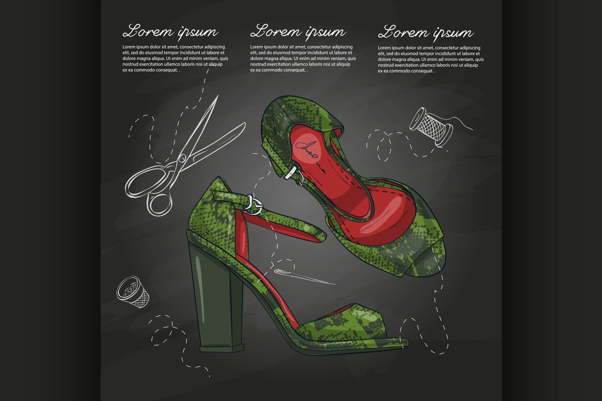Fashion vector sketch womens shoes. example image 1