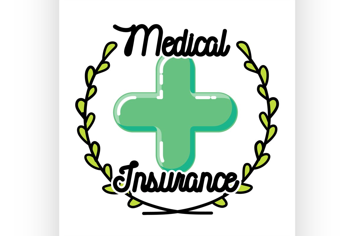 Color vintage medical insurance emblem example image 1