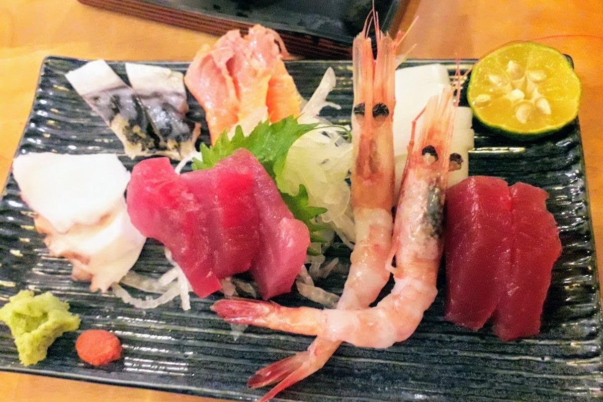 Sushi photos Sashimi with shrimp on Okinawa, Japan example image 1