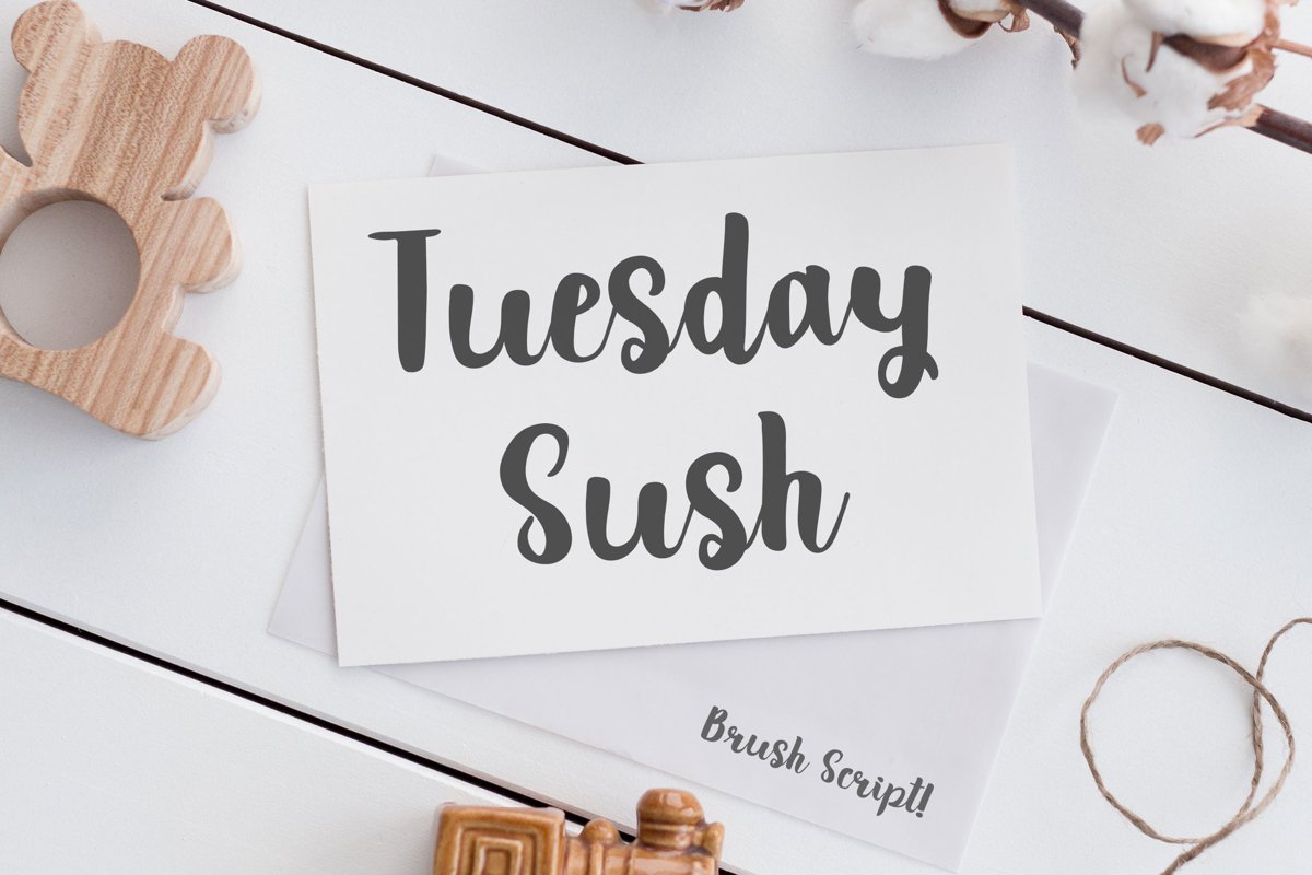Tuesday Sush - Brush Script Font example image 1