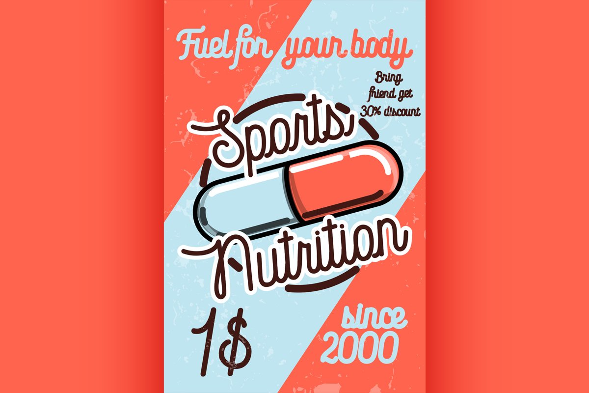 Vintage sports nutrition poster example image 1