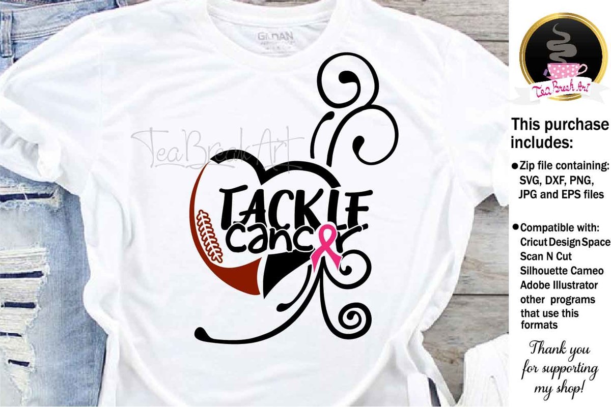 Tackle Cancer Breast Cancer Awareness Cutting Files 1066 example image 1