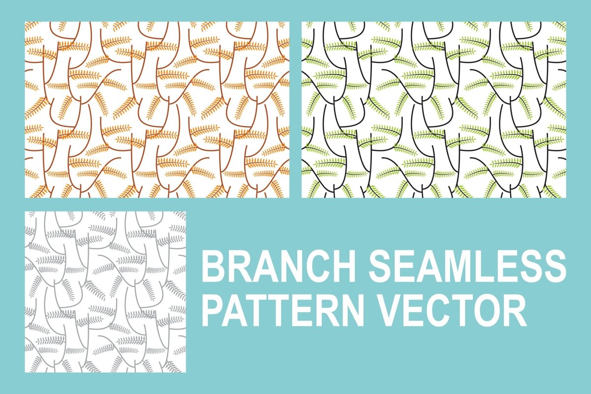 Branch Seamless Pattern Vector Set example image 1