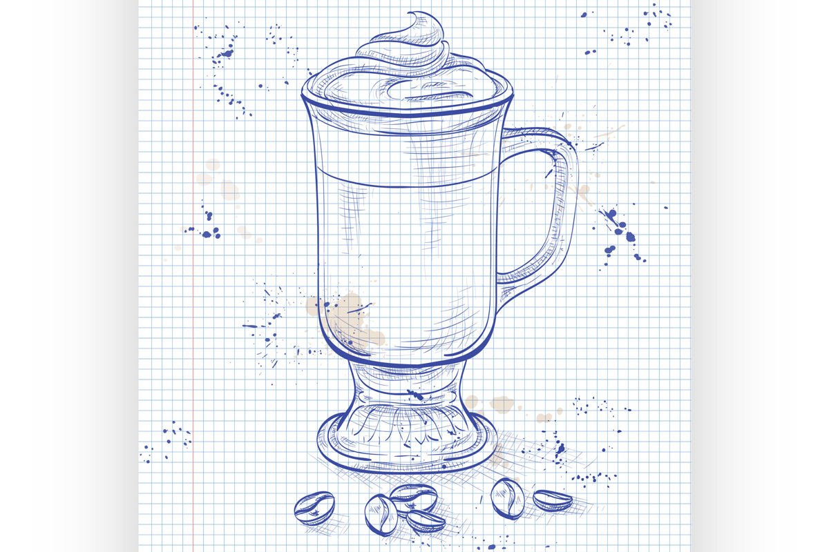 Irish cream coffee on a notebook page example image 1