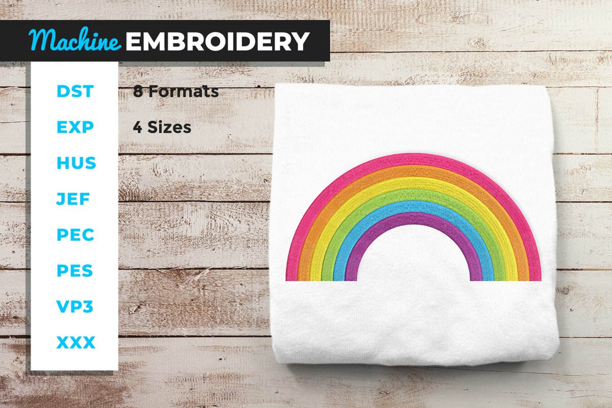 Rainbow Machine Embroidery example image 1