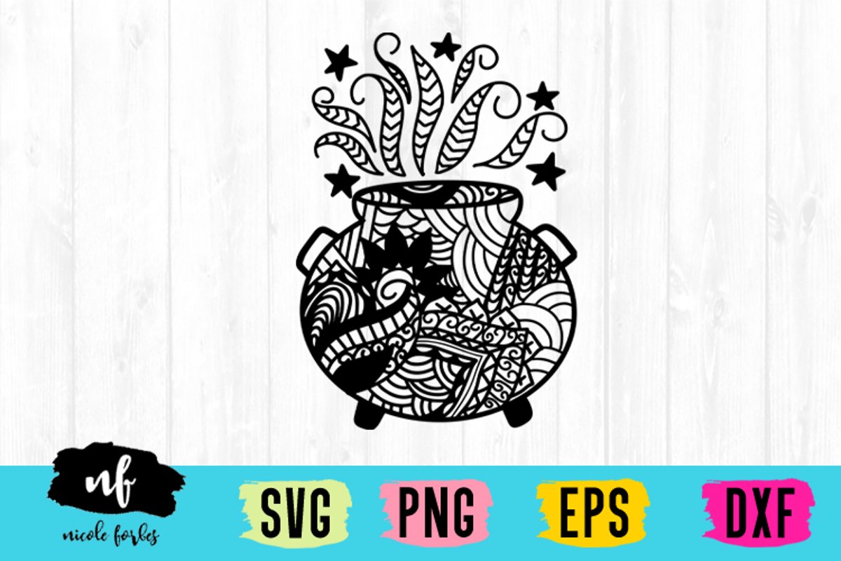 Witches Cauldron Zentagle SVG example image 1