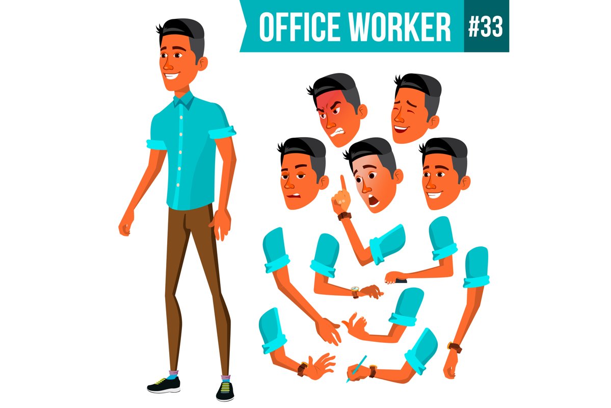 Office Worker Vector. Face Emotions example image 1