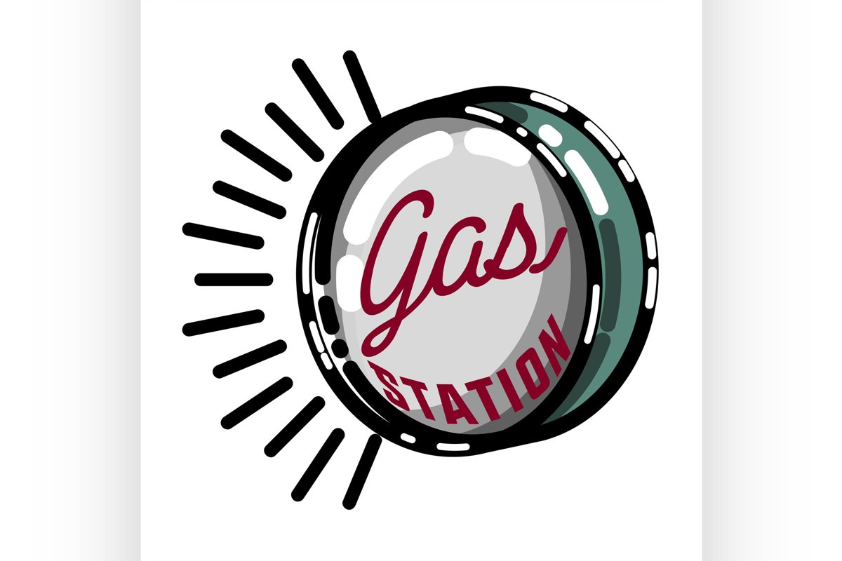 Color vintage gas station emblem example image 1