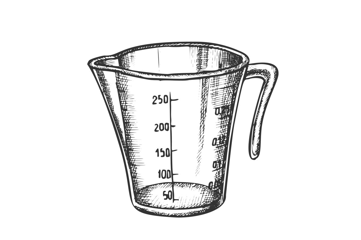 Measuring Cup For Baking And Cooking Ink Vector example image 1