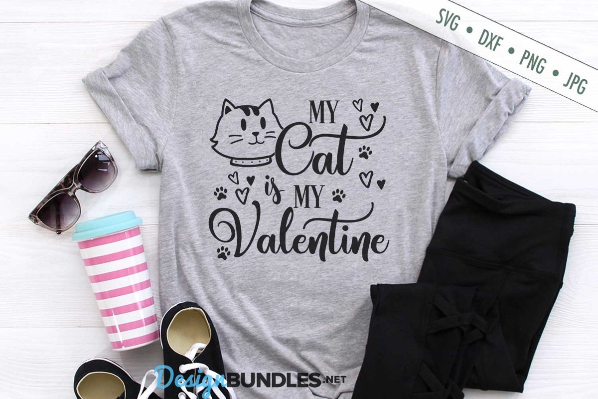 My Cat Is My Valentine SVG | Valentine's Day SVG example image 1