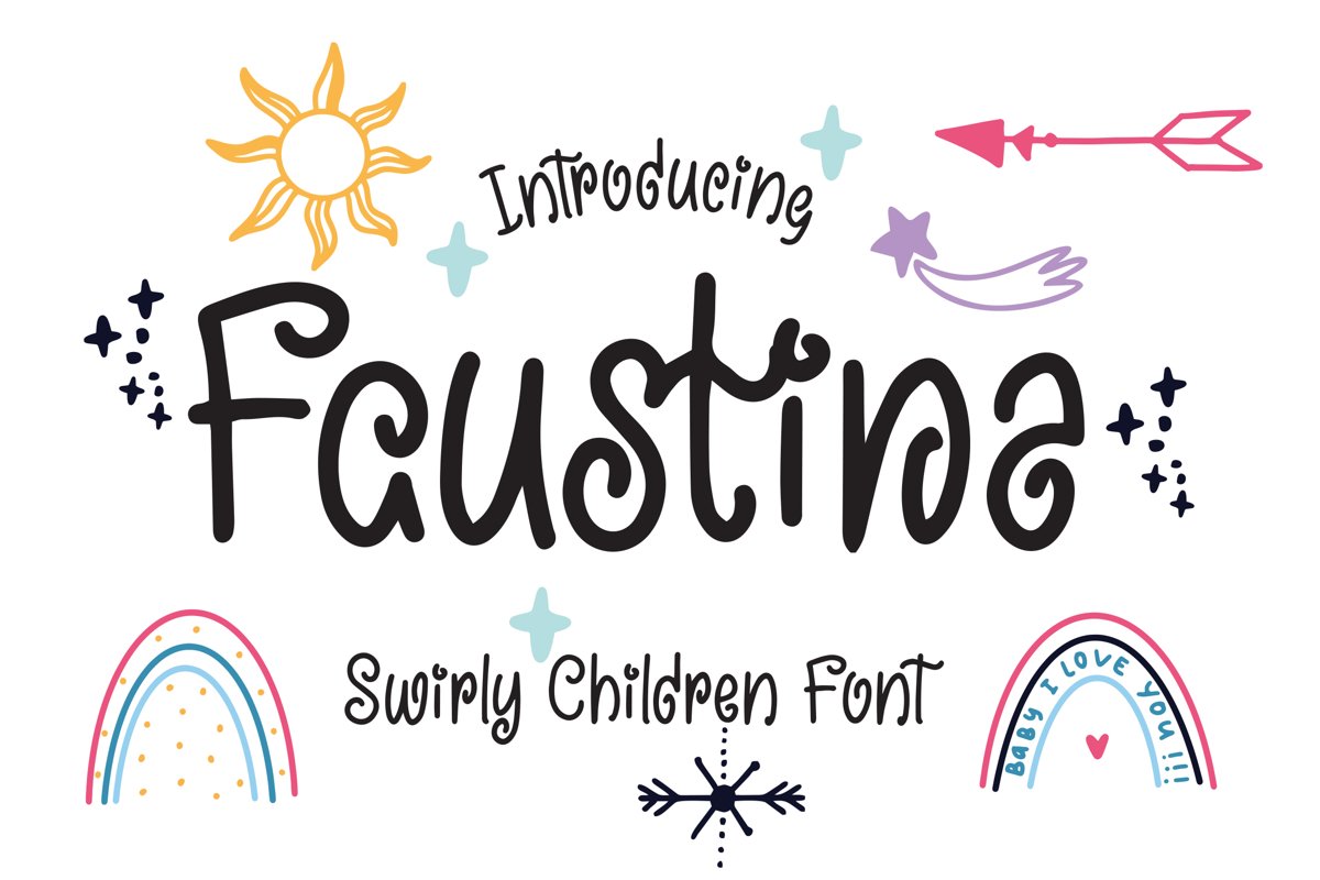 Faustina - Swirly Children Font example image 1
