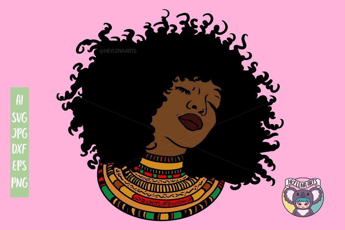 Black Woman svg, Afro svg, Cricut Cut Files, dxf example image 1