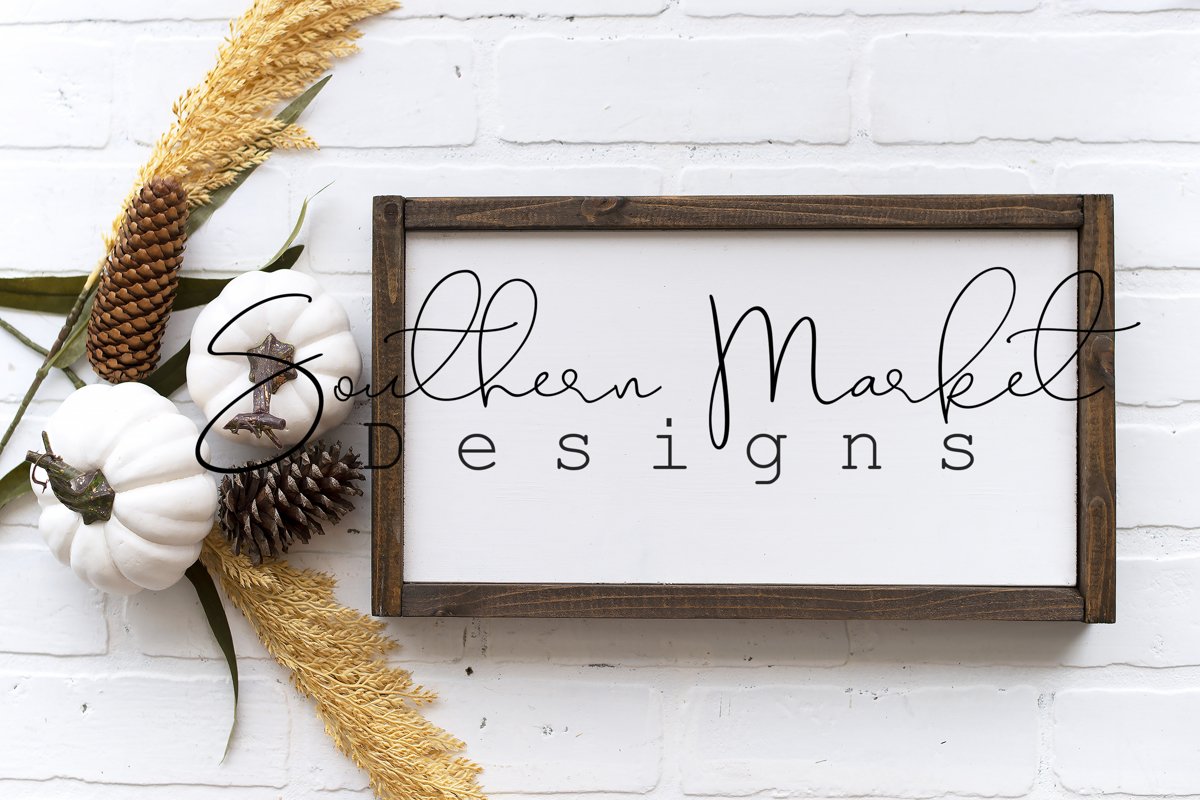 Fall Wood Framed Sign 8x14 Mock Up Photo Stock Pho example image 1