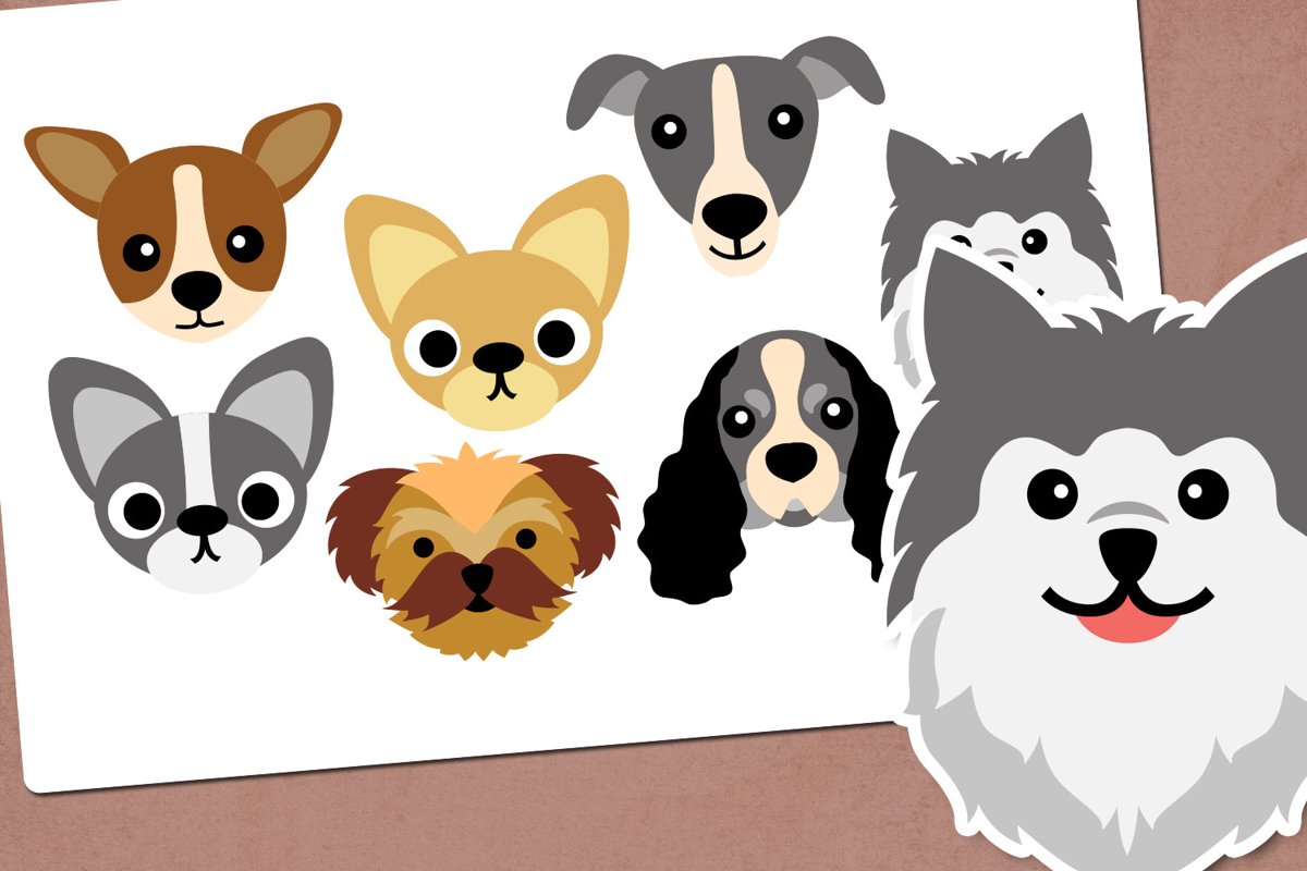 Dog face illustration clip art example image 1