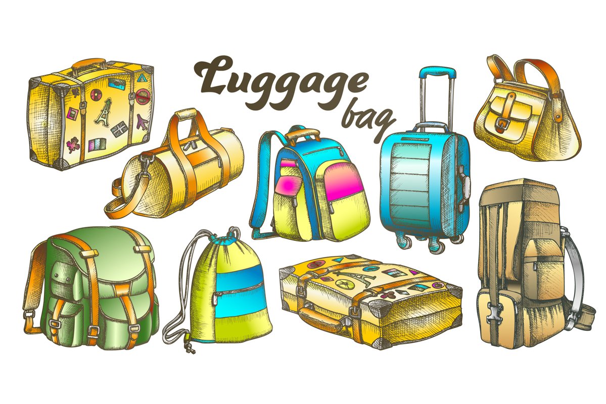 Luggage Collection Color Set Vector example image 1