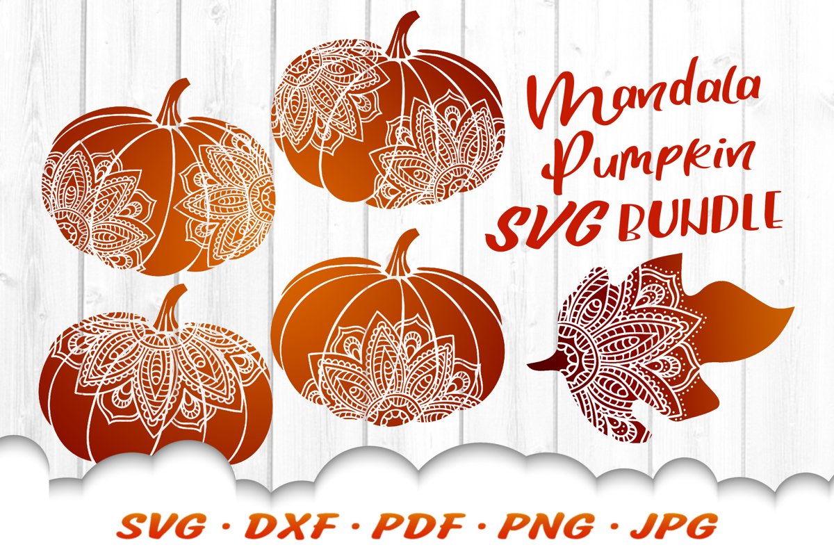 Mandala Pumpkin SVG DXF Fall Cut Files Bundle example image 1